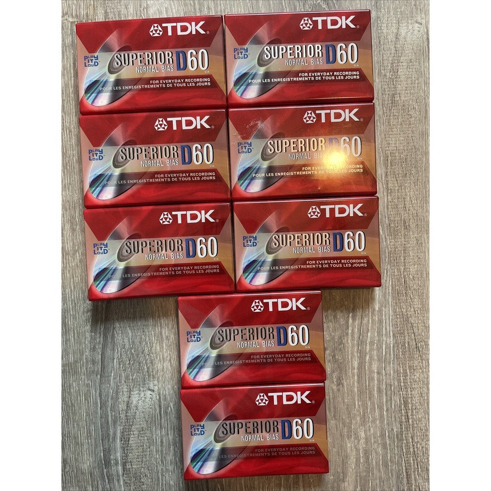 TDK D60 Superior Blank Audio Cassette Tape Normal Bias Lot of 8 New